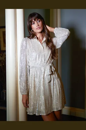 Blue Vanilla Sequin Shirt Dress - 8 /