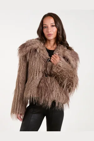 Blue Vanilla Toggle Detail Faux Fur Coat - S /