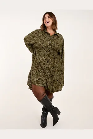 Blue Vanilla Curve Leopard Shirt Dress - 26/28 /