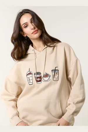 Blue Vanilla Coffee Embroidered Hoodie - ONE /