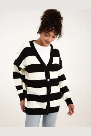 Blue Vanilla Stripe V Neck Cardigan - ONE /