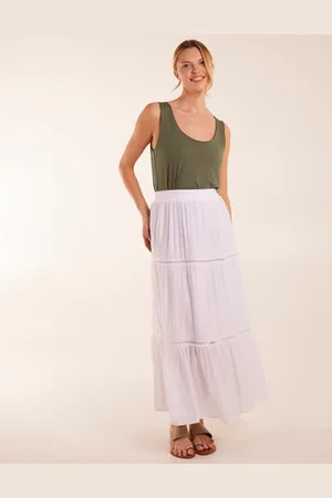 Blue Vanilla Ladder Trim Maxi Skirt - S /