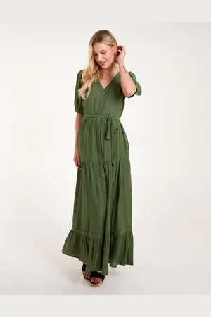 Blue Vanilla Button Through Tie Maxi Dress - 10 /