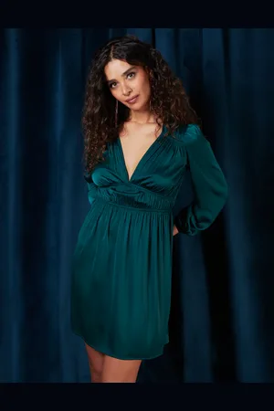 Blue Vanilla Long Sleeve V-Neck Mini Dress - 12 /