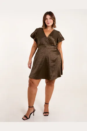 Blue Vanilla Curve Leopard Jacquard Frill Sleeve Mini Dress - 18/20 /