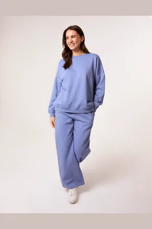 Blue Vanilla Diamante Embellished Wide Leg Jogger Set - L/XL /