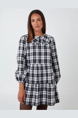 Blue Vanilla Frill Collar Check Smock Dress - 8 /