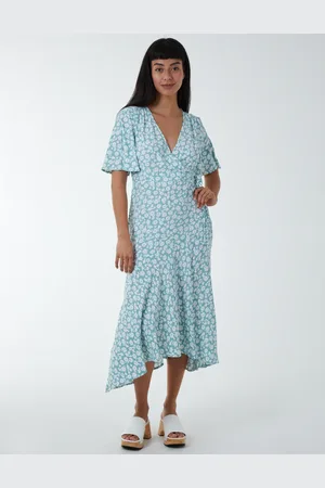 Blue Vanilla Angel Sleeves Wrap Midi Dress - 8 /