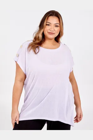 Blue Vanilla Curve Buttoned Shoulder Oversized Top - 18 /