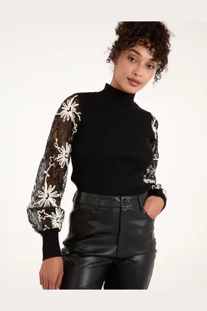 Blue Vanilla Lace Sleeve High Neck Jumper - L /