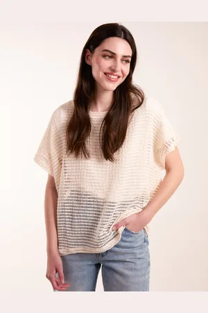 Blue Vanilla Crochet Batwing Oversized Top - S/M /