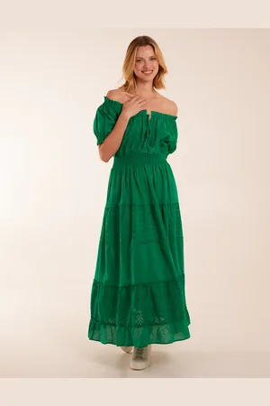 Blue Vanilla Milkmaid Broderie Tiered Maxi Dress - S /