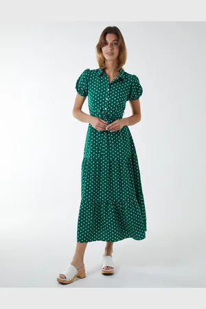 Blue Vanilla Collared Polkadot Maxi Dress - 10 /