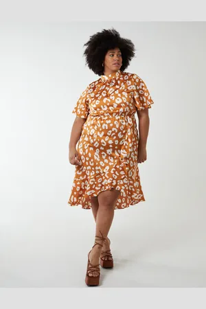 Blue Vanilla Curve Angel Sleeve Wrap Ruffle Midi Dress - 20 /