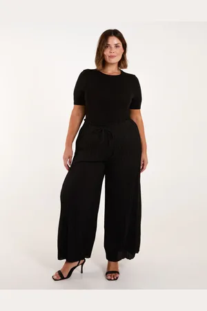 Blue Vanilla Curve Wide Leg Pleated Trousers - 18/20 /