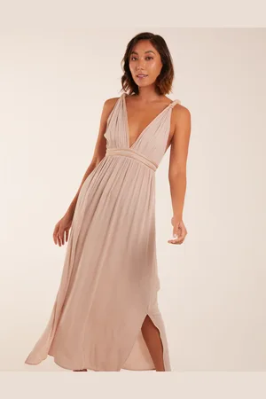 Blue Vanilla Rope Detail Plunge V-Neck Split Hem Maxi Dress - 12 /