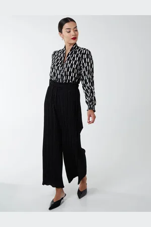 Blue Vanilla Wide Leg Pleated Trousers - S /