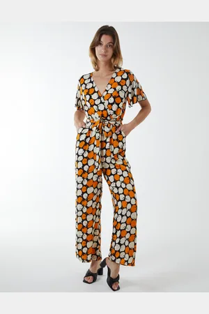Blue Vanilla Abstract Honeycomb Cross Over Jumpsuit - S /