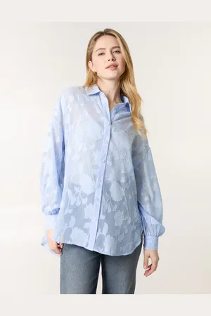 Blue Vanilla Sheer Devore Shirt - L /