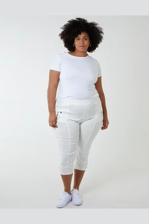 Blue Vanilla Curve Elasticated Waist Zip Detail Crop Trousers - 26 /