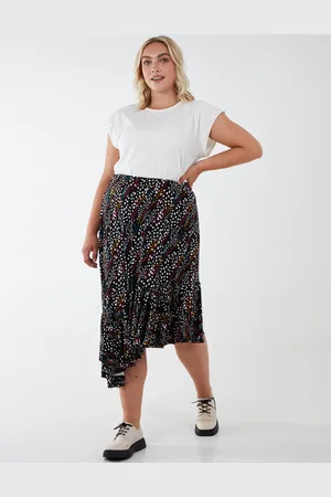 Blue Vanilla Curve Asymmetric Hem Midi Skirt - 22 /