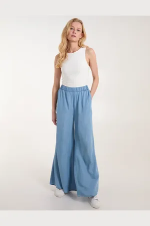 Blue Vanilla Tencel Wide Leg Trousers - S /