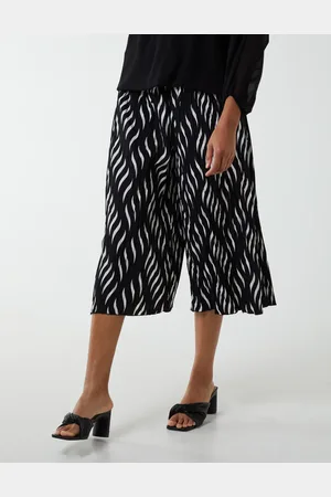 Blue Vanilla Pleated Abstract Wide Leg Trousers - S /