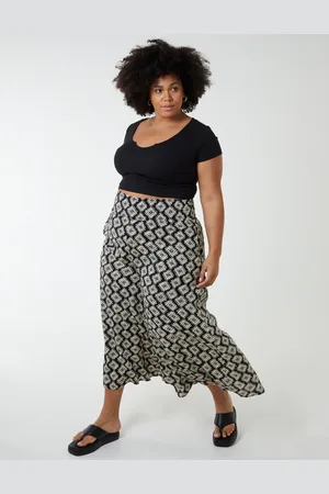 Blue Vanilla Curve Shirred Wide Leg Trousers - 26/28 /