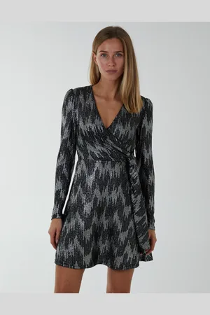 Blue Vanilla Fixed Wrap Skater Dress With Tie - 8 /