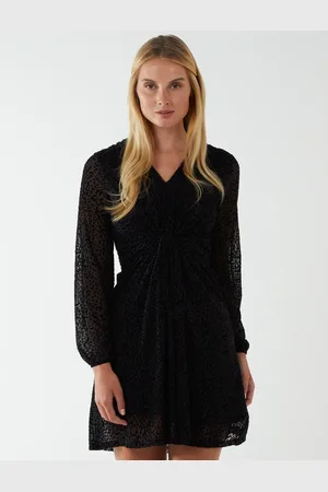 Blue Vanilla Leopard Print Flocked Knot Front Angel Sleeve Dress - 8 /
