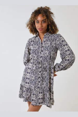 Blue Vanilla Long Sleeve Mini Shirt Dress - 10 /