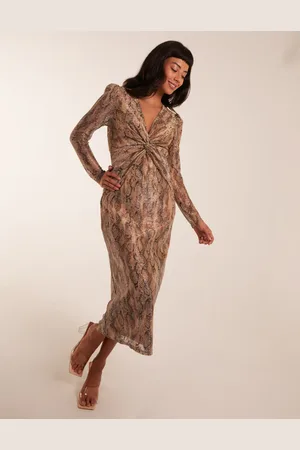 Blue Vanilla Snake Print Plisse Twist Front Dress - 8 /