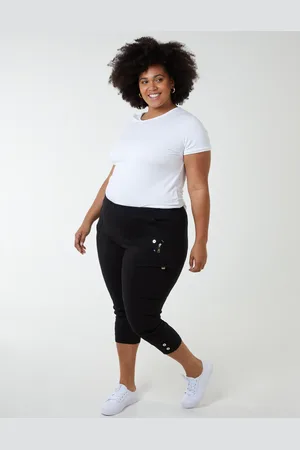Blue Vanilla Curve Elasticated Waist Zip Detail Crop Trousers - 18 /