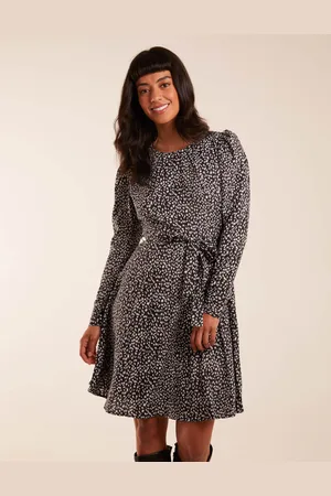 Blue Vanilla Leopard Print Round Neck Skater Mini Dress - 12 /
