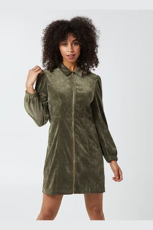 Blue Vanilla Long Sleeve Front Zip Cord Dress - 8 /