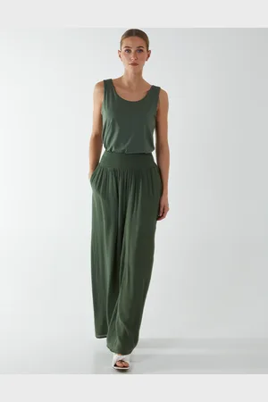 Blue Vanilla Shirring Waist Wide Leg Trouser - L /