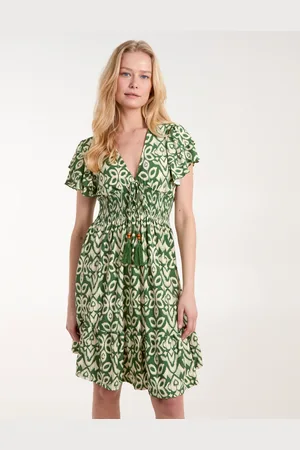 Blue Vanilla V Neck Mini Dress With Flutter Sleeve - M /