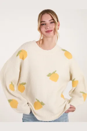 Blue Vanilla Lemons & Leaves Detail Jumper - M/L /