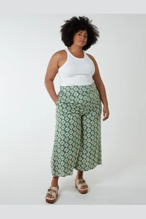 Blue Vanilla Curve Shirred Wide Leg Trousers - 26/28 /