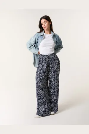 Blue Vanilla Printed Elastic Waist Trousers - L /
