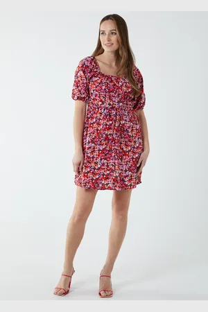 Blue Vanilla Milkmaid Square Neck Puff Sleeve Mini Dress - 8 /