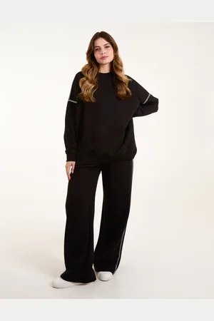 Blue Vanilla Diamante Embellished Wide Leg Joggers Set - M/L /