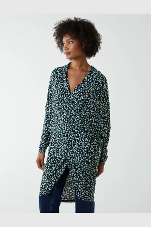 Blue Vanilla Draped Dip Hem Long Top - S/M /