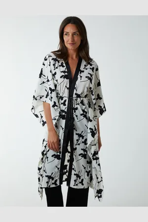 Blue Vanilla Kimono Midi With Satin Bands - S/M /