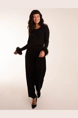 Blue Vanilla Sparkling Velour Wide Leg Trousers - M /