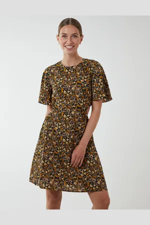 Blue Vanilla Floral Print Crew Neck Dress - 8 /