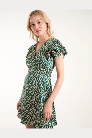 Blue Vanilla Wrap Ruffle Mini Dress - 8 /
