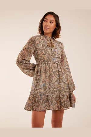 Blue Vanilla Paisley Tassel Front Mini Dress - 10 /