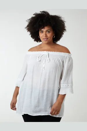 Blue Vanilla Curve Bardot Tie Front Top - 26/28 /