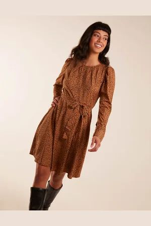 Blue Vanilla Leopard Print Round Neck Skater Mini Dress - 8 /